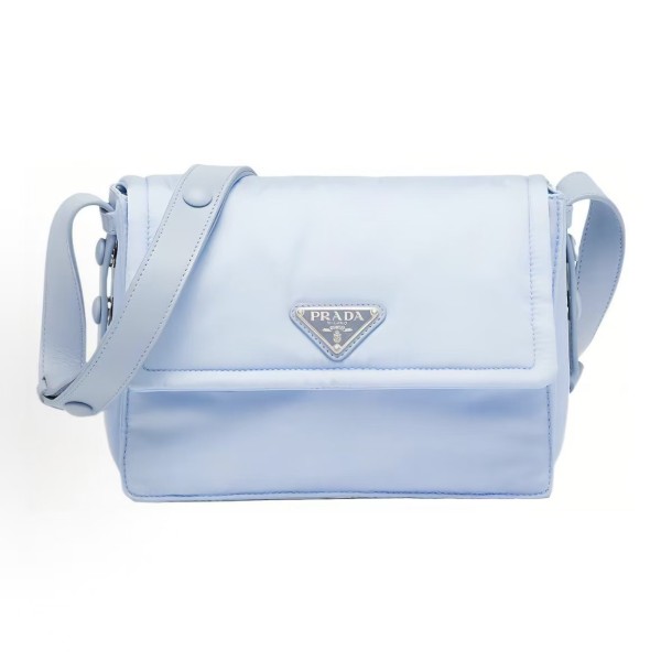 PRADA Re-Nylon brand letter logo messenger bag, single-shoulder bag, crossbody handbag, men\'s blue style